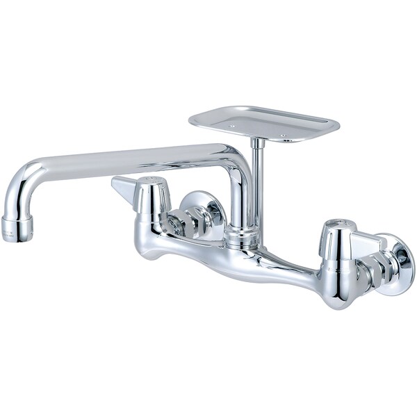 Two Handle Wallmount Kitchen Faucet, NPT, Wallmount, Polished Chrome, Spout Length: 10-Inch